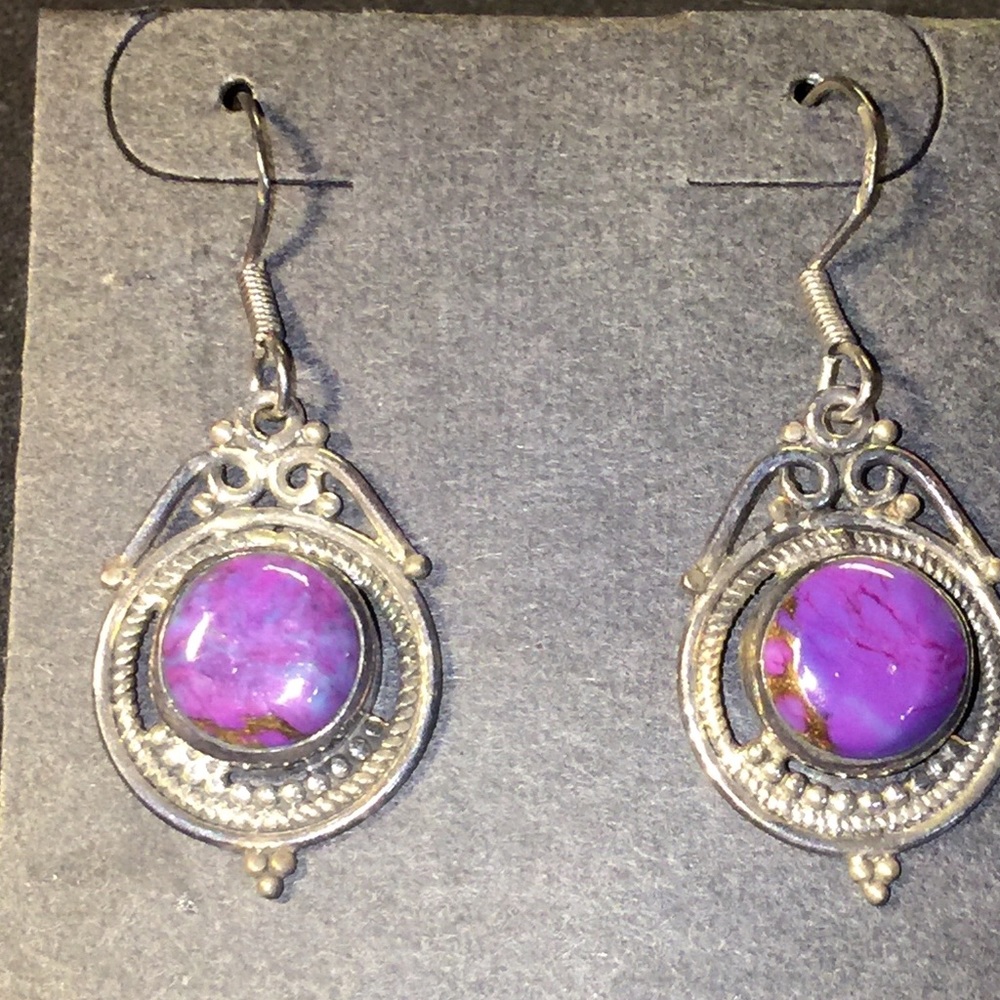 Purple Turquoise Sterling Silver Earrings
